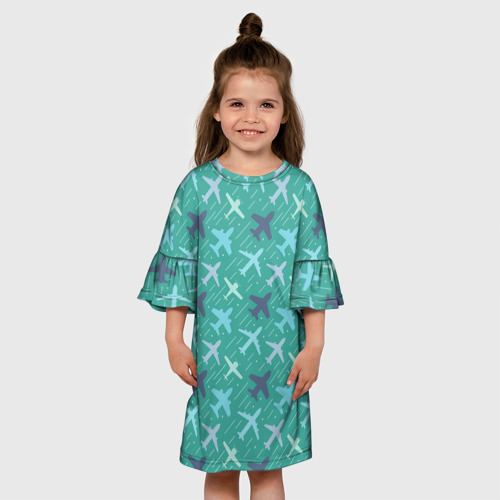 Детское платье 3D Самолётики, цвет 3D печать - фото 4