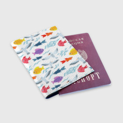 Обложка для паспорта матовая кожа Рыбы и чайки - фото 2
