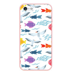 Чехол для iPhone 5/5S матовый Рыбы и чайки