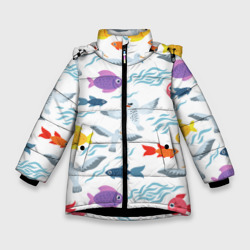 Зимняя куртка для девочек 3D Рыбы и чайки
