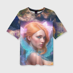 Женская футболка oversize 3D Девушка фея Ария