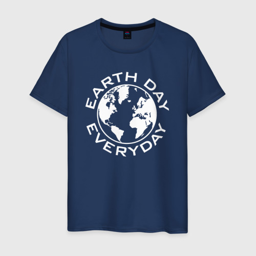 Мужская футболка из хлопка с принтом День земли, вид спереди №1