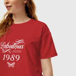 Женская футболка хлопок Oversize Fabulous since 1989 - фото 2