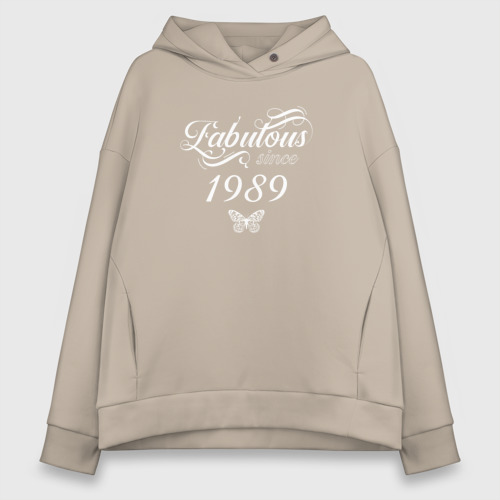 Женское худи Oversize хлопок Fabulous since 1989, цвет миндальный