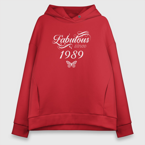 Женское худи Oversize хлопок Fabulous since 1989, цвет красный