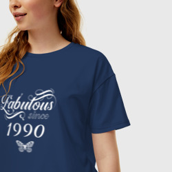 Женская футболка хлопок Oversize Fabulous since 1990 - фото 2