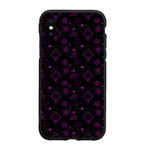 Чехол для iPhone XS Max матовый с принтом Фиолетовые геометрические фигуры, вид спереди #2
