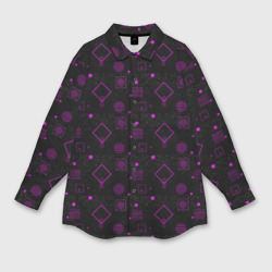 Мужская рубашка oversize 3D Фиолетовые геометрические фигуры
