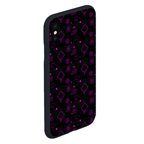 Чехол для iPhone XS Max матовый с принтом Фиолетовые геометрические фигуры, вид сбоку #3
