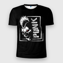 Мужская футболка 3D Slim Панк - череп с ирокезом