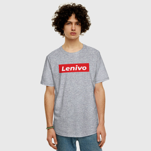 Мужская футболка хлопок Oversize с принтом Лениво, фото на моделе #1