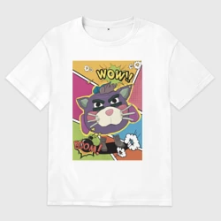 Женская футболка хлопок Oversize Дикий кот Chicken gun