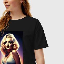 Женская футболка хлопок Oversize Мэрилин Монро в купальнике - фото 2