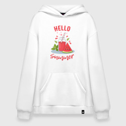 Худи SuperOversize хлопок Hello summer и сочный смузи из арбуза с базиликом