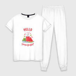 Женская пижама хлопок Hello summer и сочный смузи из арбуза с базиликом