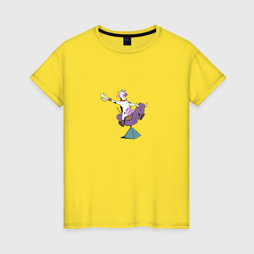 Женская футболка хлопок с принтом Fun rodeo, вид спереди #2