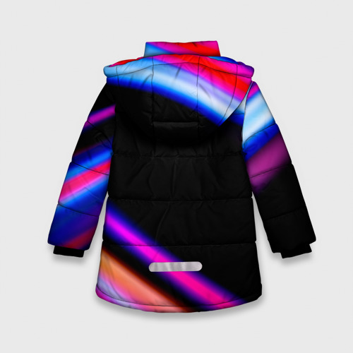 Зимняя куртка для девочек 3D с принтом Great Wall Speed lights, вид сзади #1
