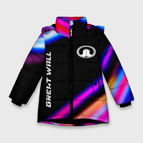 Зимняя куртка для девочек 3D с принтом Great Wall Speed lights, вид спереди #2