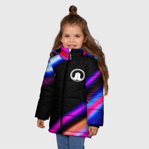 Зимняя куртка для девочек 3D с принтом Great Wall Speed lights, фото на моделе #1
