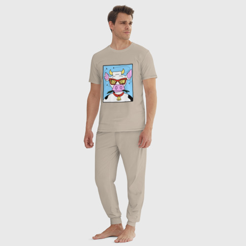 Мужская пижама хлопок с принтом Lost Cow, вид сбоку #3