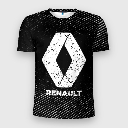 Мужская футболка 3D Slim Renault с потертостями на темном фоне, цвет 3D печать
