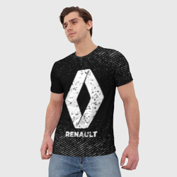 Мужская футболка 3D Renault с потертостями на темном фоне - фото 2