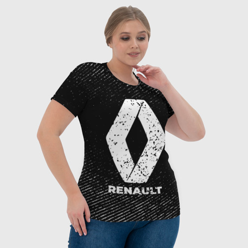Женская футболка 3D Renault с потертостями на темном фоне, цвет 3D печать - фото 6
