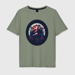 Мужская футболка хлопок Oversize Японский рассвет в горах