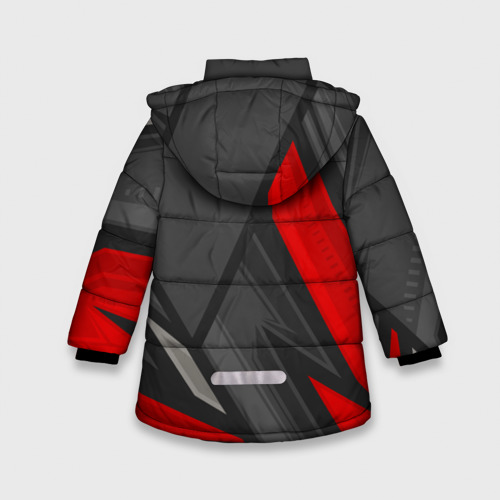 Зимняя куртка для девочек 3D с принтом Volvo sports racing, вид сзади #1