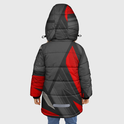 Зимняя куртка для девочек 3D с принтом Volvo sports racing, вид сзади #2