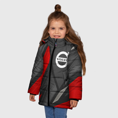 Зимняя куртка для девочек 3D с принтом Volvo sports racing, фото на моделе #1