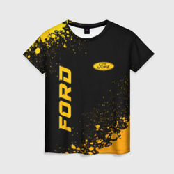 Женская футболка 3D Ford - gold gradient: надпись, символ