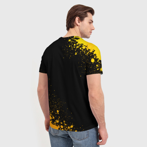 Мужская футболка 3D с принтом Ford - gold gradient: надпись, символ, вид сзади #2