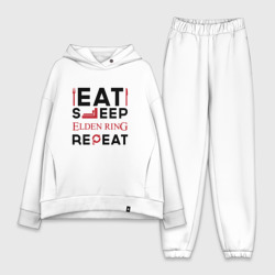 Женский костюм хлопок Oversize Надпись: eat sleep Elden Ring repeat