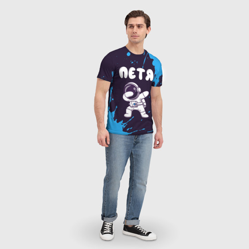 Мужская футболка 3D с принтом Петя космонавт даб, вид сбоку #3