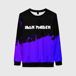 Женский свитшот 3D Iron Maiden purple grunge