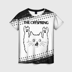 Женская футболка 3D The Offspring рок кот на светлом фоне