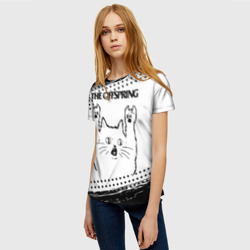 Женская футболка 3D The Offspring рок кот на светлом фоне - фото 2