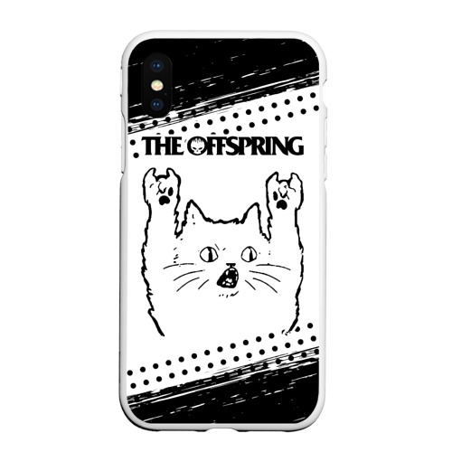 Чехол для iPhone XS Max матовый The Offspring рок кот на светлом фоне