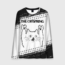 Мужской лонгслив 3D The Offspring рок кот на светлом фоне