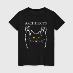 Женская футболка хлопок Architects rock cat