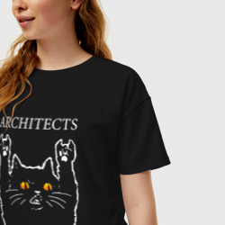 Женская футболка хлопок Oversize Architects rock cat - фото 2