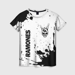 Женская футболка 3D Ramones и рок символ на светлом фоне