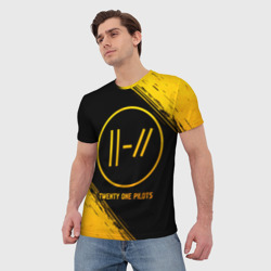 Мужская футболка 3D Twenty One Pilots - gold gradient - фото 2