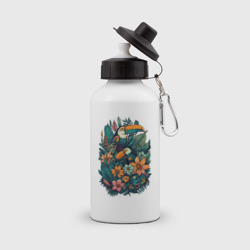 Бутылка спортивная Туканы и тропические цветы: арт нейросети