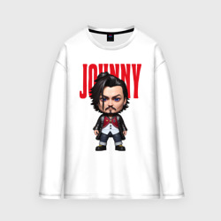 Мужской лонгслив oversize хлопок Johnny Depp - cool dude - pop art