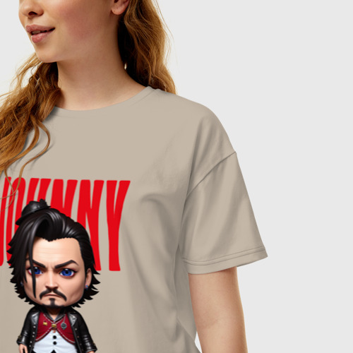 Женская футболка хлопок Oversize Johnny Depp - cool dude - pop art, цвет миндальный - фото 3