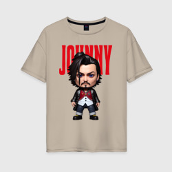 Johnny Depp - cool dude - pop art – Футболка оверсайз из хлопка с принтом купить со скидкой в -16%