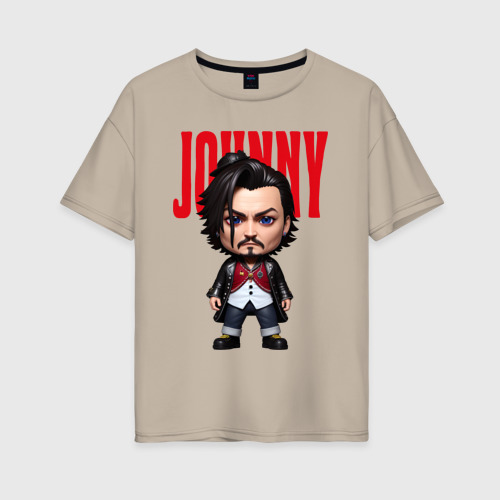 Женская футболка хлопок Oversize Johnny Depp - cool dude - pop art, цвет миндальный