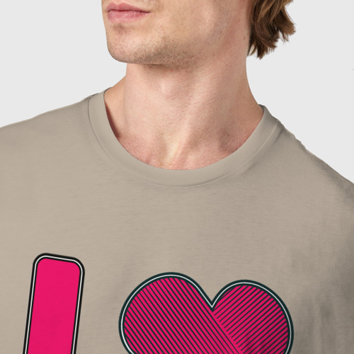 Мужская футболка хлопок Я люблю жену - надпись и сердце, цвет миндальный - фото 6